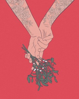  Christmas card Illustration Merry Kissen By Rumi Benecke